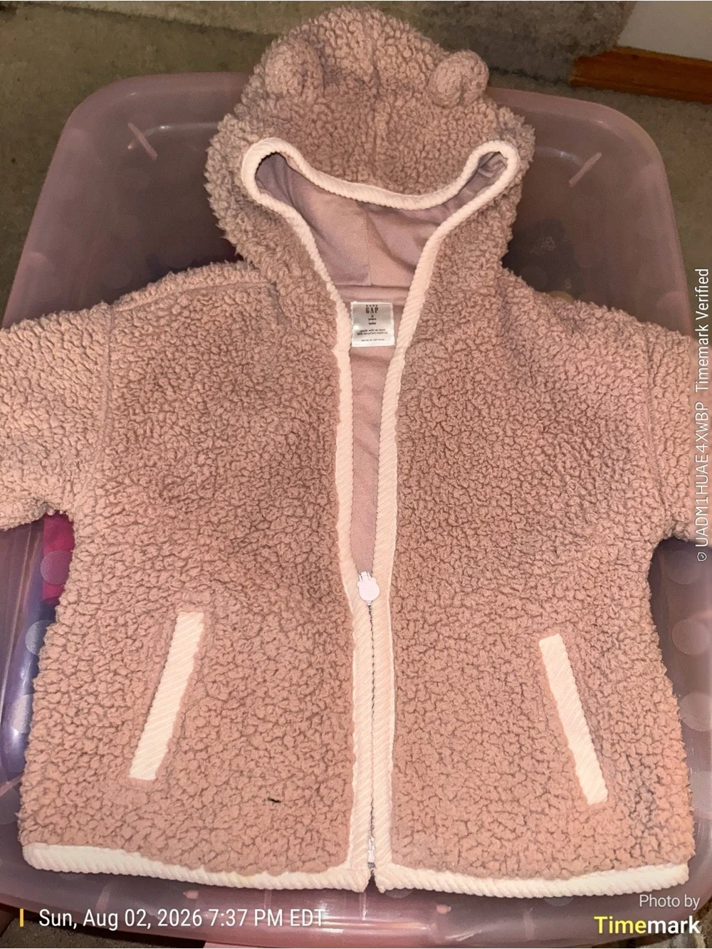 GAP Baby Sherpa Hoodie Jacket - Blush Pink